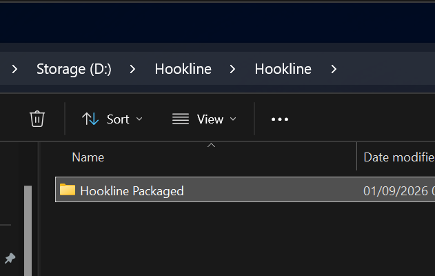 The extracted Hookline Packaged folder